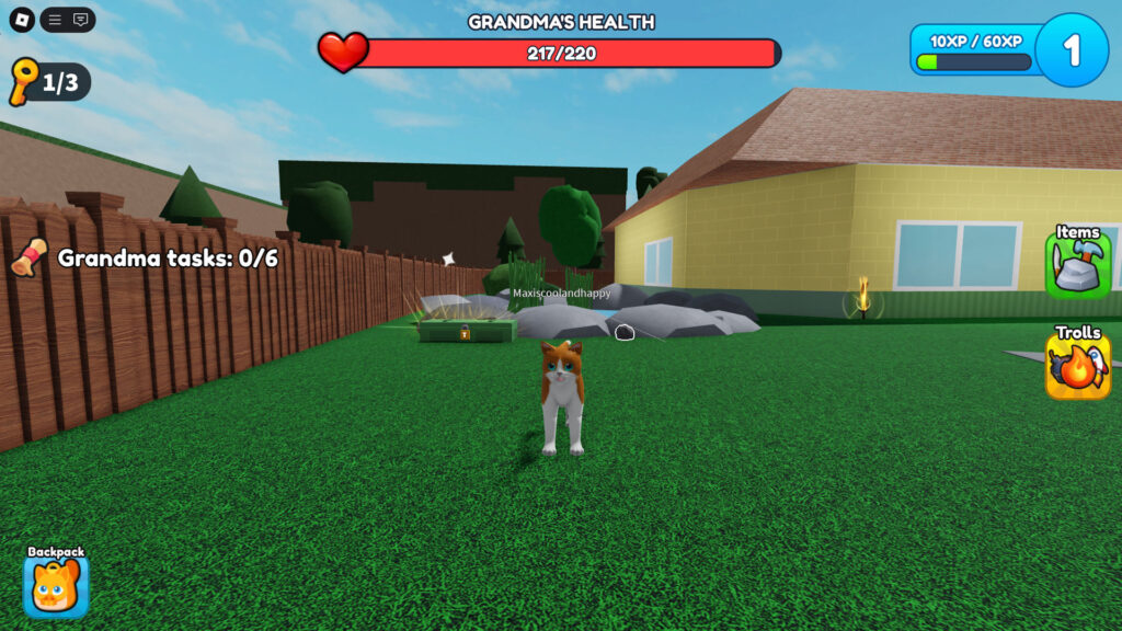 Cat vs Grandma script for Roblox – Auto Farm and God Mode features in action
