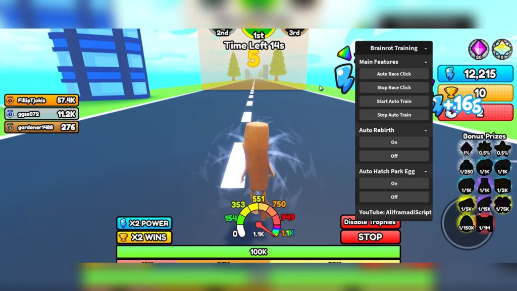 Brainrot Training Script Auto Farm Auto Race Rebirth Preview.