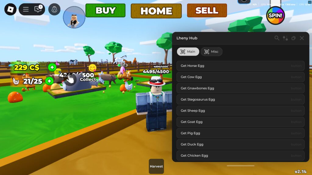 Raise A Farm script Infinite Money Eggs Auto Harvest – Roblox