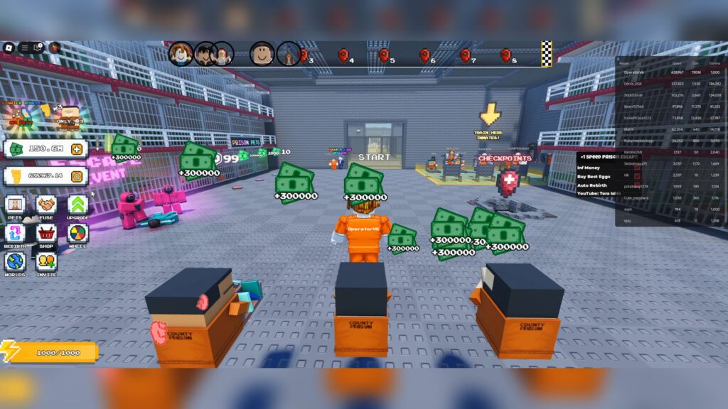 +1 Speed Prison Escape Script Infinite Money, Buy Best Eggs & Auto Rebirth – Roblox
