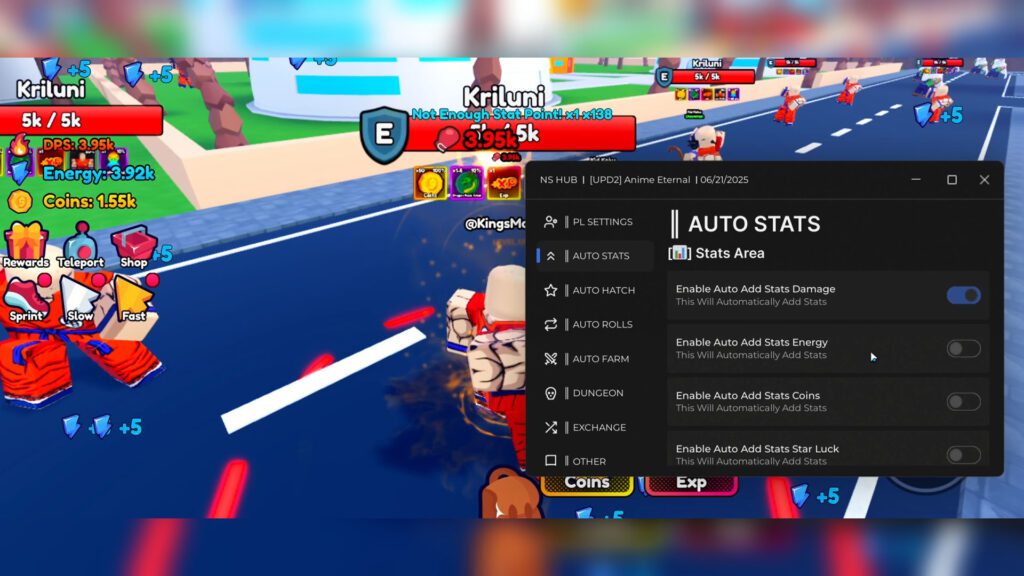 Anime Eternal Script Auto Farm, Kill Aura, Max Stats & Infinite Coins – Roblox