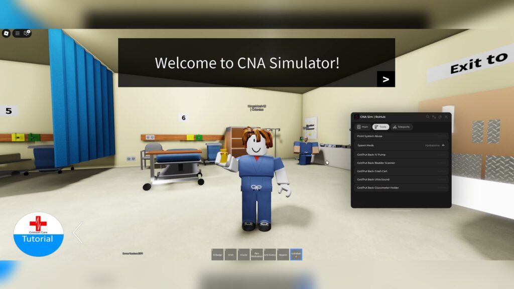CNA Simulator Script Bring All Meds, Bring All Tools & Teleport – Roblox