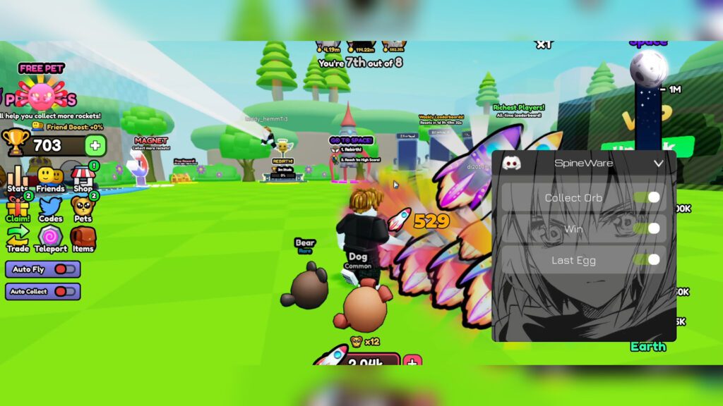 Fly to SPACE Script Auto Farm Wins, Collect Orbs & Auto Hatch Eggs – Roblox