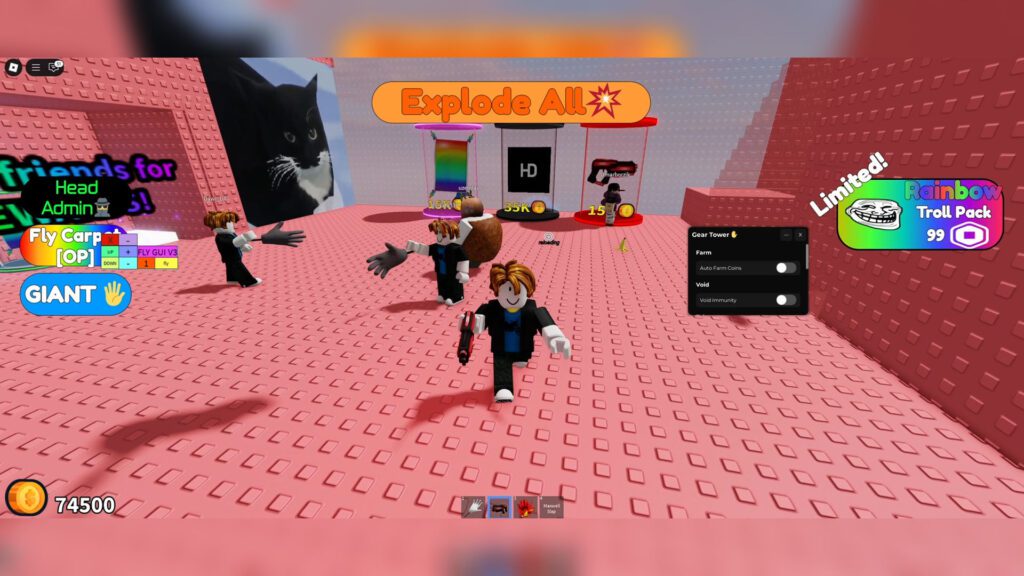 Gear Tower Script Infinite Coins, Hyperlaser Gun, Slap Tool & Finish Obby – Roblox