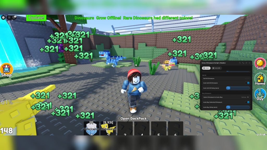 Grow Dinosaurs Script Auto Farm, Auto Buy Eggs & Auto Sell – Roblox