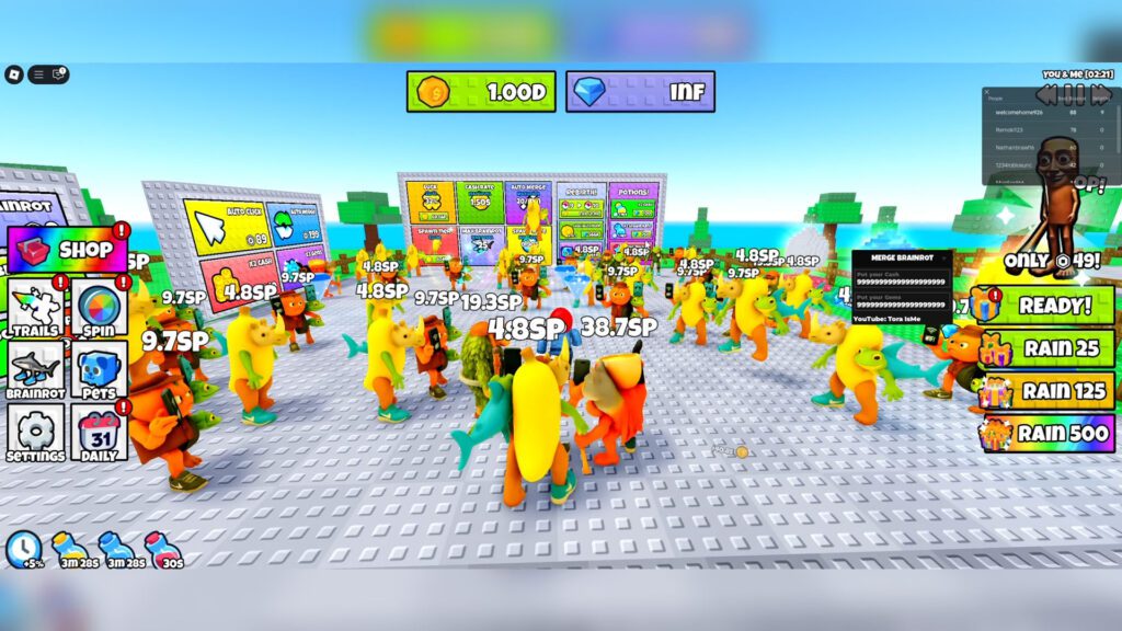Merge Brainrot Script Infinite Gems & Cash – Roblox