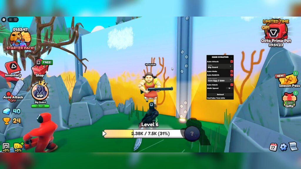 Squid Evolution Script Auto Farm, Auto Hatch, Rebirth & Infinite Gems – Roblox
