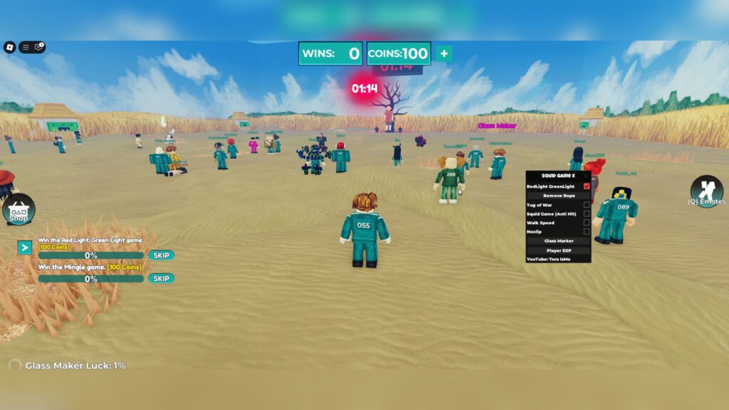 Squid Game X Script Auto Win, Free Glass Marker, ESP & God Mode – Roblox