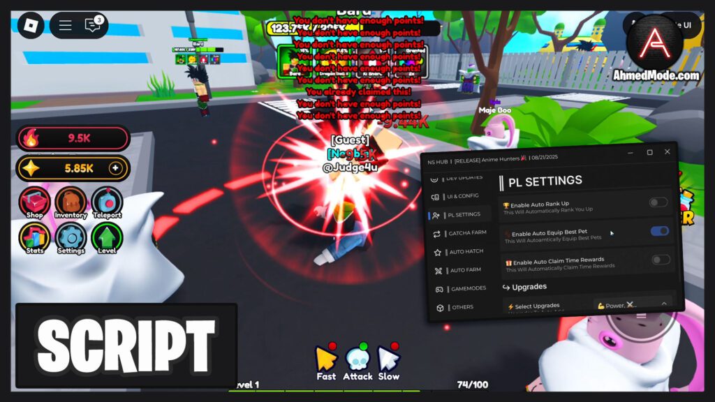 Anime Hunters Script Auto Farm, Kill Aura, Max Stats, Auto Hatch & Auto Upgrade – Roblox