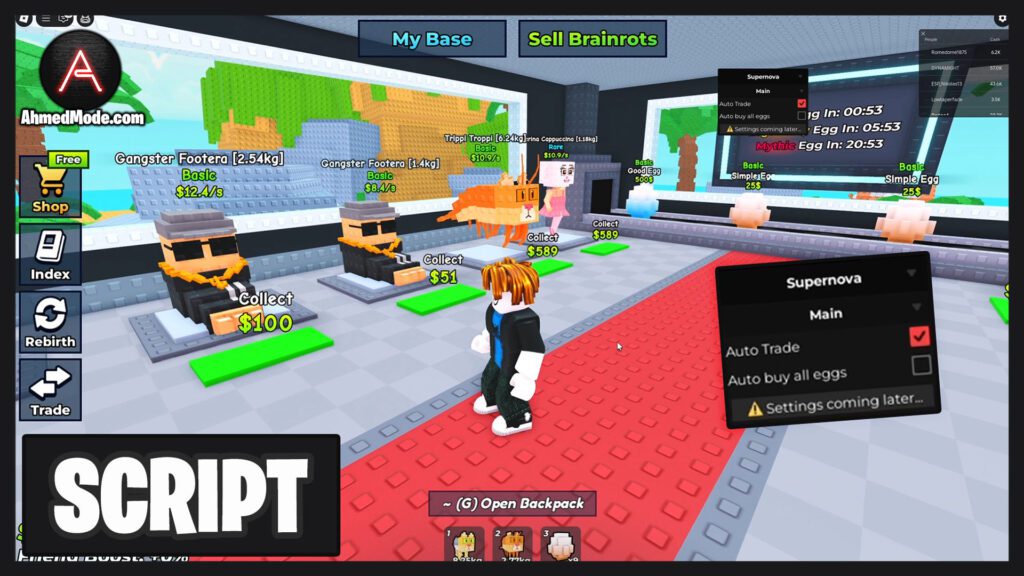 Trade a Brainrot Script Auto Farm, Auto Trade & Auto Buy All Eggs – Roblox