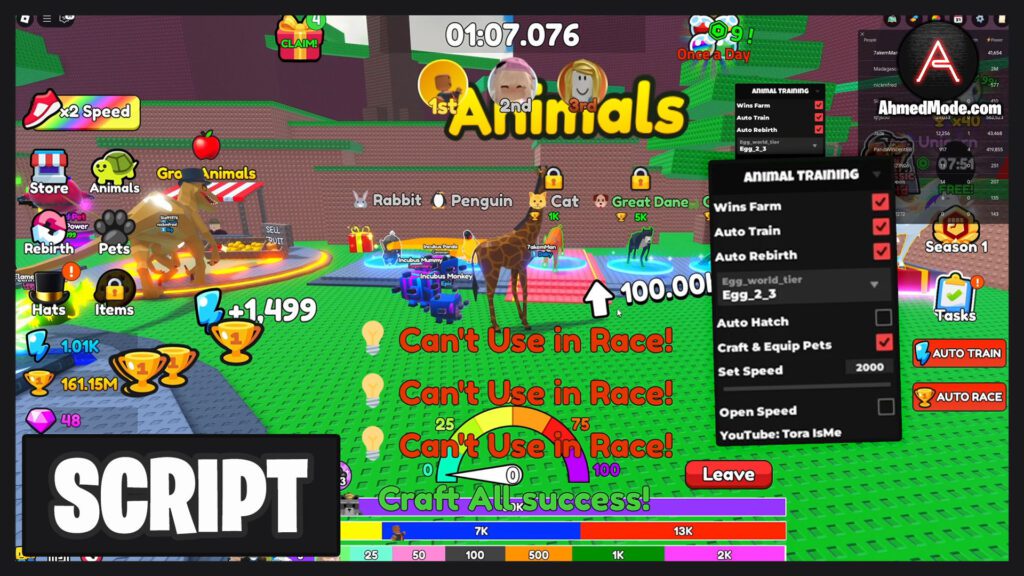 Animal Training Script Auto Farm, Infinite Wins & Auto Rebirth – Roblox