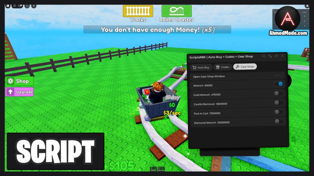 Build a Roller Coaster Script Auto Buy, Auto Upgrade & Redeem All Codes – Roblox