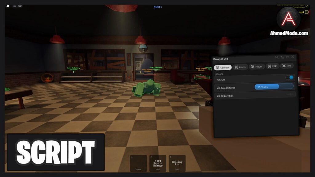 Bake or Die Script Kill Aura Bring All Items ESP – Roblox
