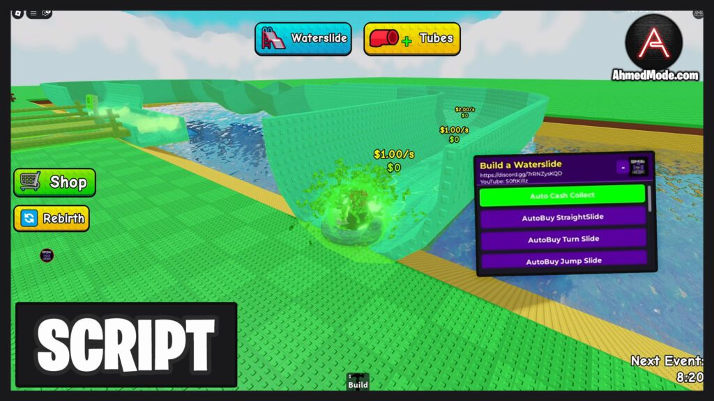 Build a Waterslide Script Auto Collect Cash Auto Buy – Roblox