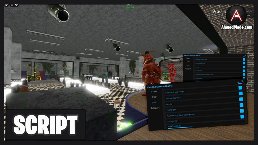 FNAF: Eternal Nights Script God Mode, ESP, Noclip, Infinite Stamina & Walkspeed – Roblox