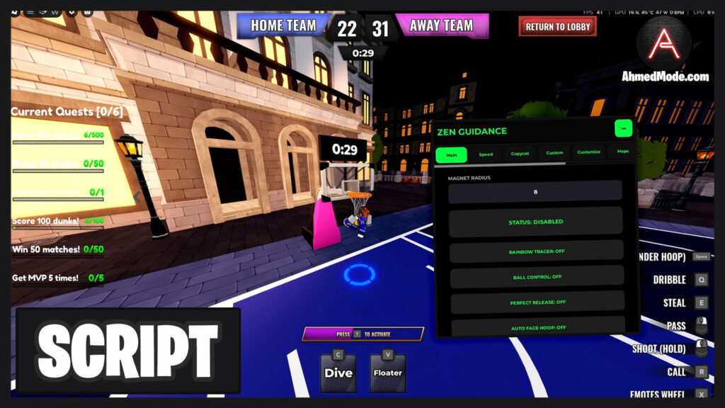 Basketball: Zero Script Auto Score, Walkspeed & Auto Dribble – Roblox