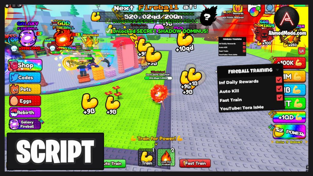 Fireball Training Script Auto Kill, Fast Train & Infinite Stats – Roblox