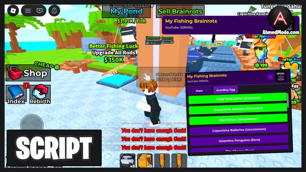 My Fishing Brainrots Script Auto Farm, Auto Hatch & Auto Sell – Roblox