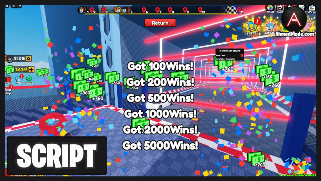 +1 Speed Car Escape Script Auto Farm & Fast Cash – Roblox