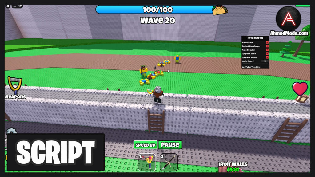 Noob Invaders Script Kill Aura, Auto Rebuild & Upgrade Walls – Roblox