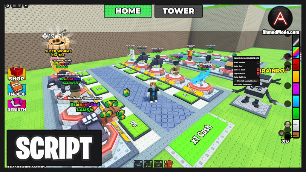 Climb Worm Tower for Brainrots Script Auto Find, Collect Cash & Upgrade All – Roblox