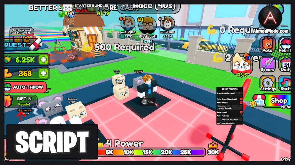 Spear Training Script Auto Train, Auto Throw & Auto Hatch – Roblox