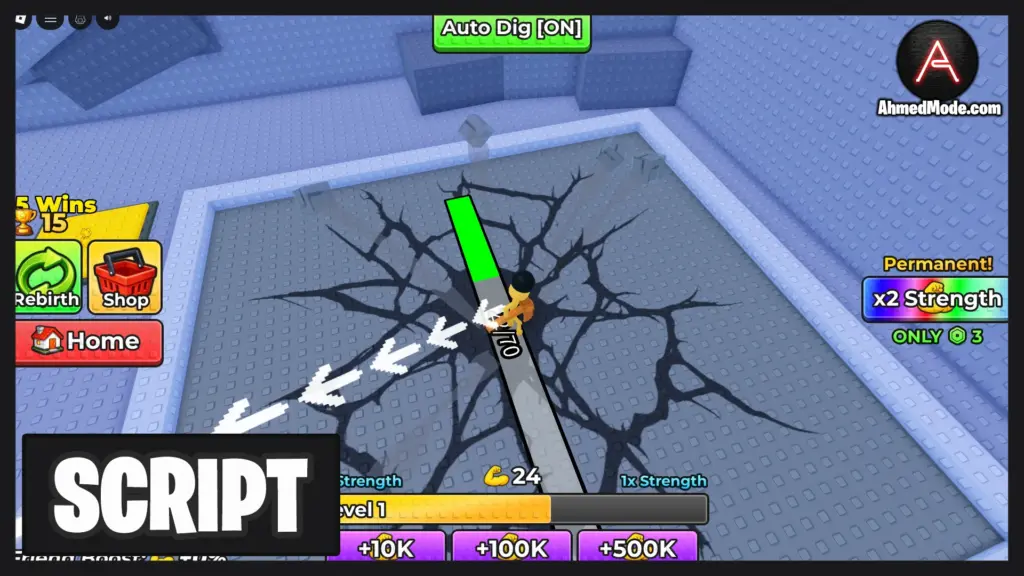 +1 Dig Per Step Script Auto Farm, Fast Dig, Infinite Strength, Auto Rebirth, Max Level & Infinite Money – Roblox