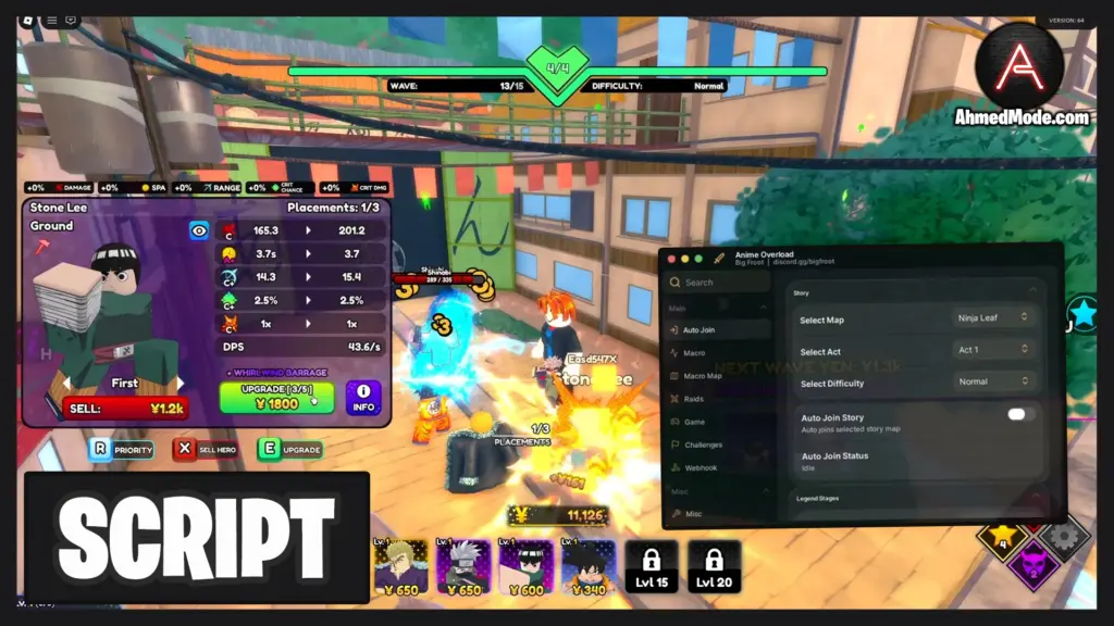 Anime Overload Script Auto Farm, Auto Place & Auto Upgrade – Roblox