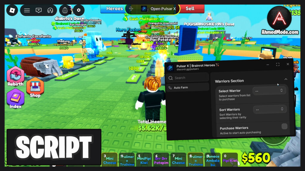 Brainrot Heroes Script Auto Farm, Auto Attack & Auto Rebirth – Roblox