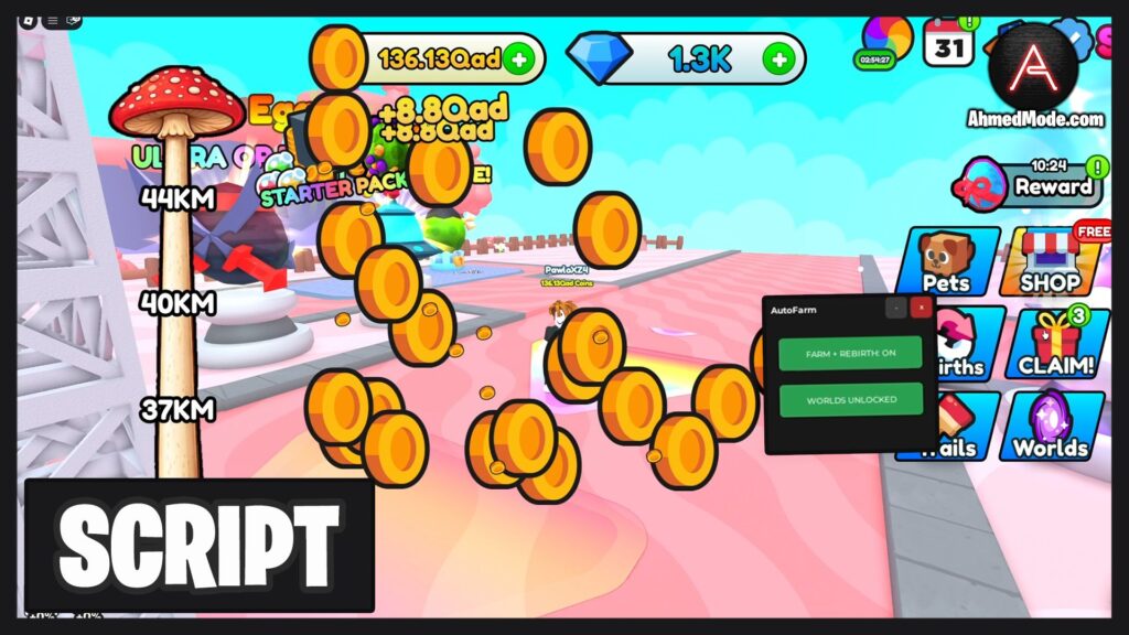 Climb to Infinity Script Auto Farm, Auto Rebirth & Unlock All Worlds – Roblox