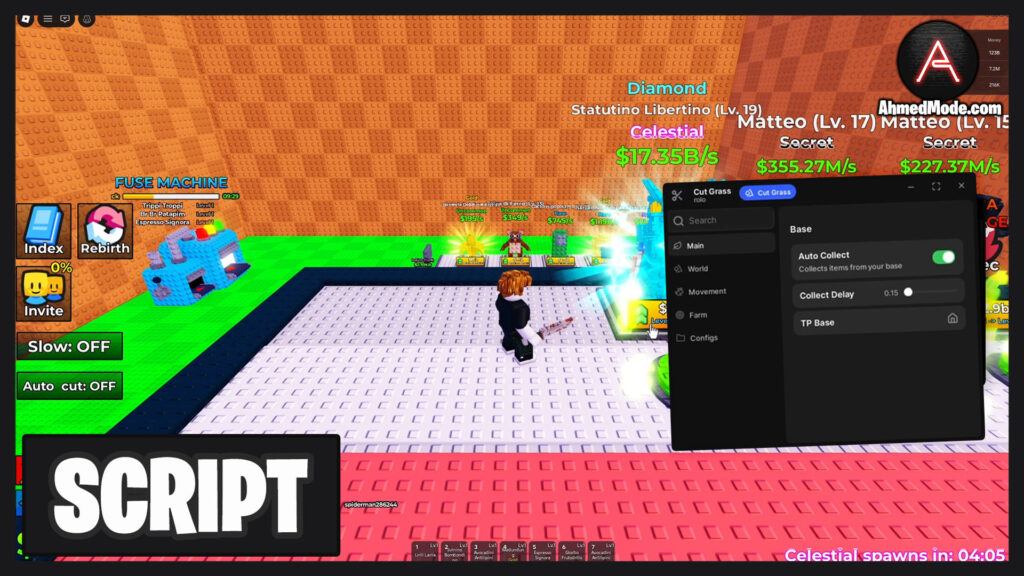 Cut Grass for Brainrots Script Auto Grab, Collect Cash & Upgrade All – Roblox