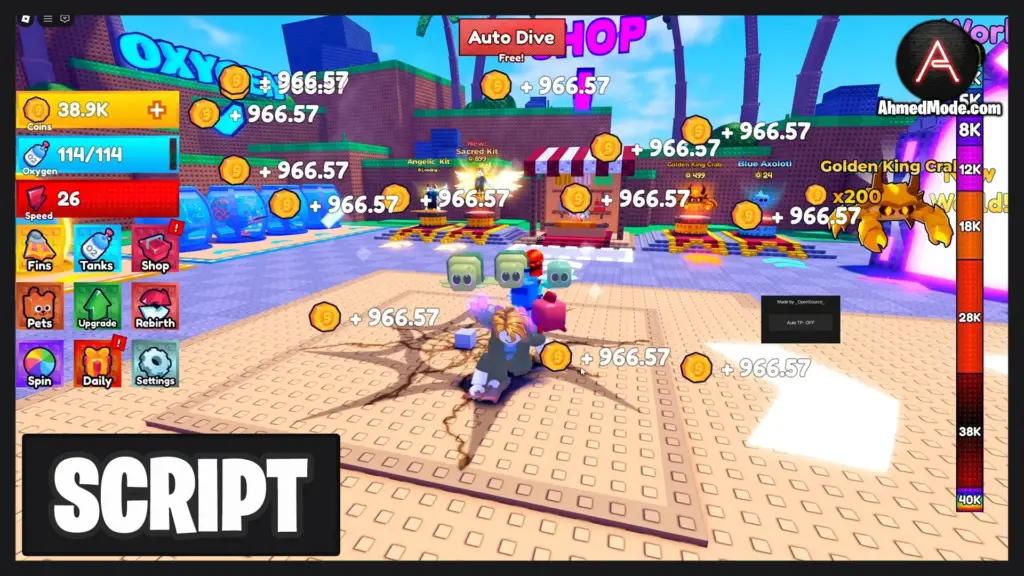 Diving Legends Script Auto Farm Coins – Roblox