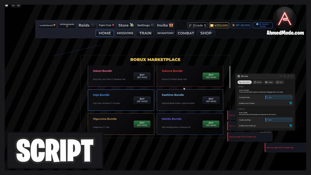 Jujutsu Kaisen Incremental Script Auto Combat, Auto Grade Up & Reroll – Roblox