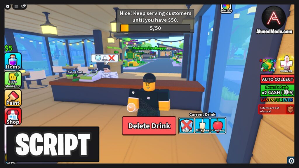 My Boba Store Script Auto Farm, Auto Serve, Infinite Cash, Auto Collect Cash & Auto Hire – Roblox