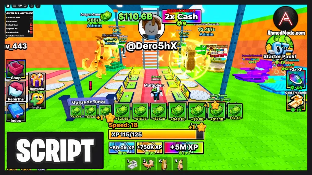 +1 Speed Be a Lucky Block Script Auto Farm, Auto Last Base, Auto Rebirth, Upgrade All & Collect Cash – Roblox