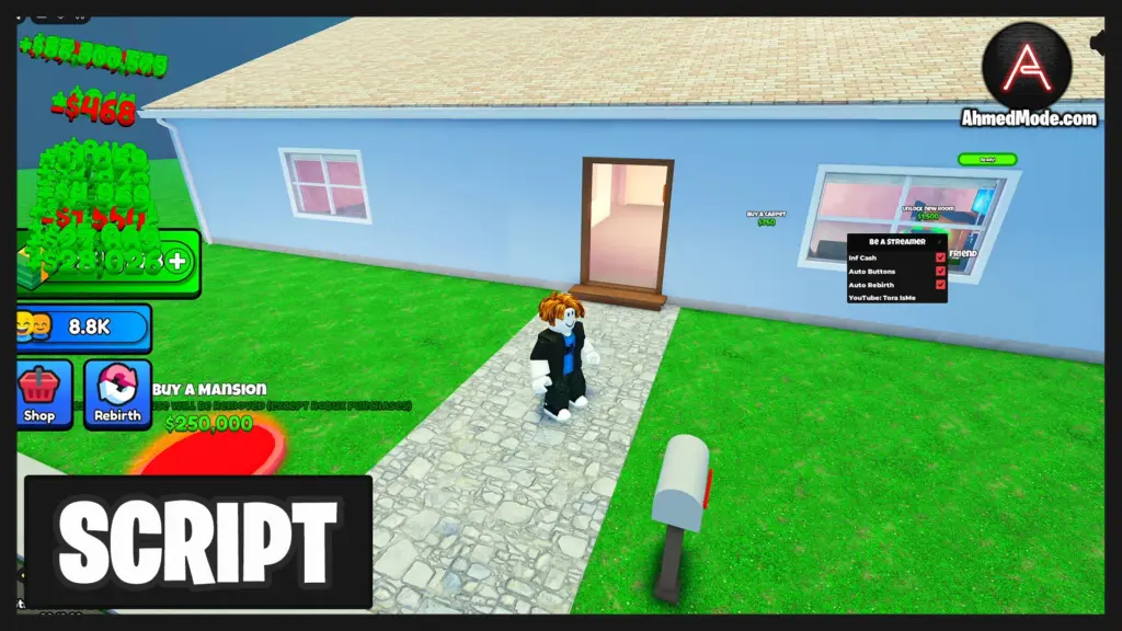 Be a Streamer Script Infinite Cash, Auto Buttons & Auto Rebirth – Roblox