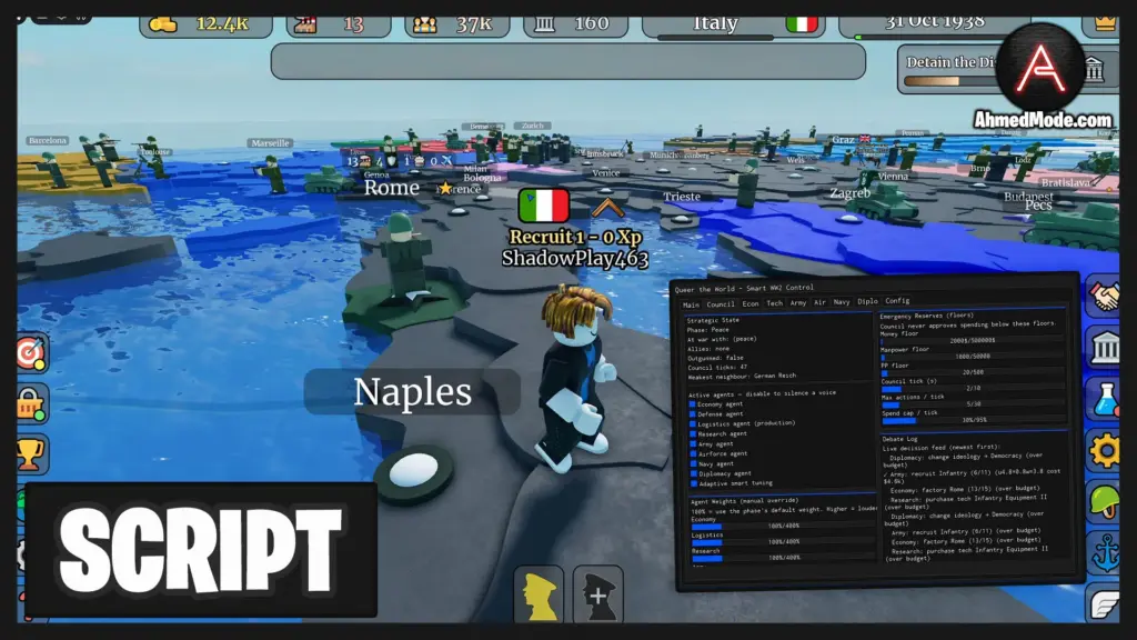 Conquer The World WW2 Script Auto Recruit, Auto Snipe Nation & Auto Upgrade – Roblox
