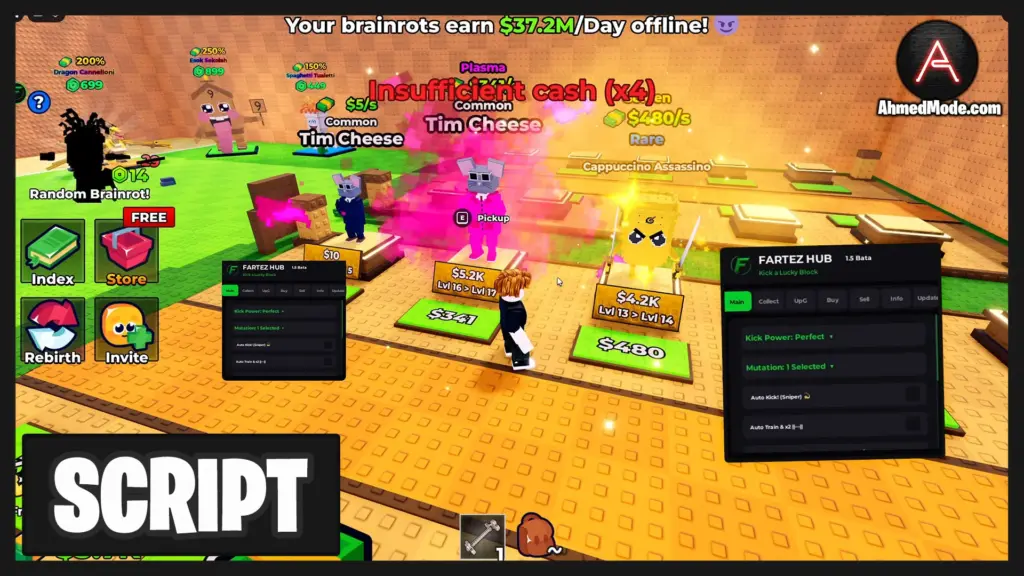 Kick a Lucky Block Script Auto Kick, Auto Train, Collect Cash & Upgrade All – Roblox