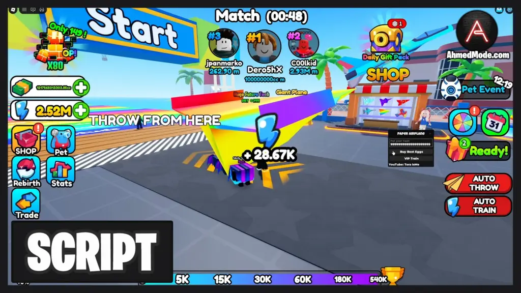 Paper Airplane Training Script Infinite Cash, Buy Best Eggs & VIP Train – Roblox