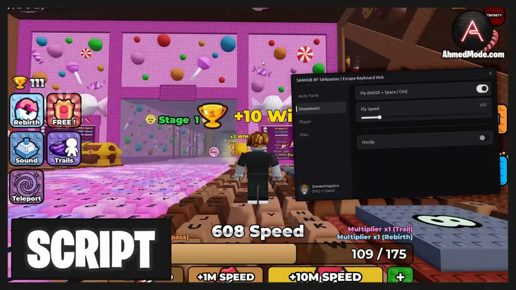 +1 Speed Keyboard Escape Script Auto Farm, Auto Walk, Auto Wins & Fly – Roblox