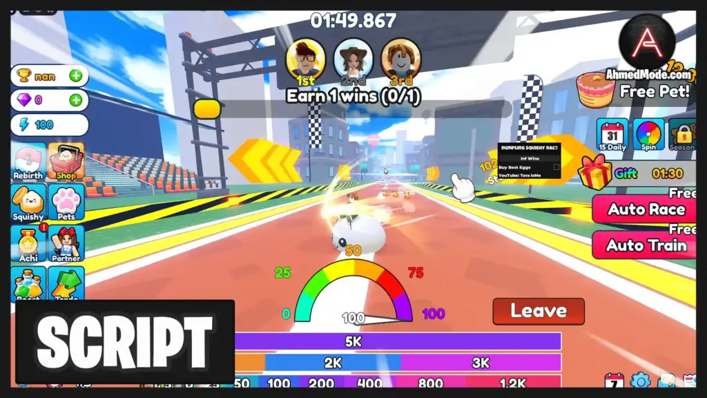 Dumpling Squishy Race Script Roblox 2026 – Infinite Wins 1 Dumpling Squishy Race Script Infinite Wins & Buy Best Eggs – Roblox