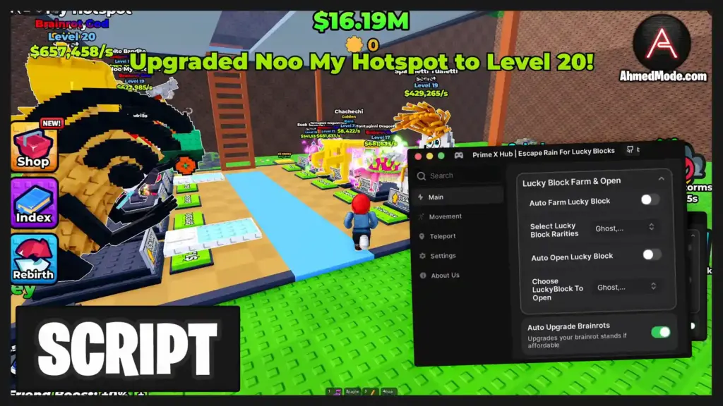 Escape Rain For Lucky Blocks Script Auto Farm Lucky Blocks, Collect Cash, Upgrade All & Auto Rebirth – Roblox