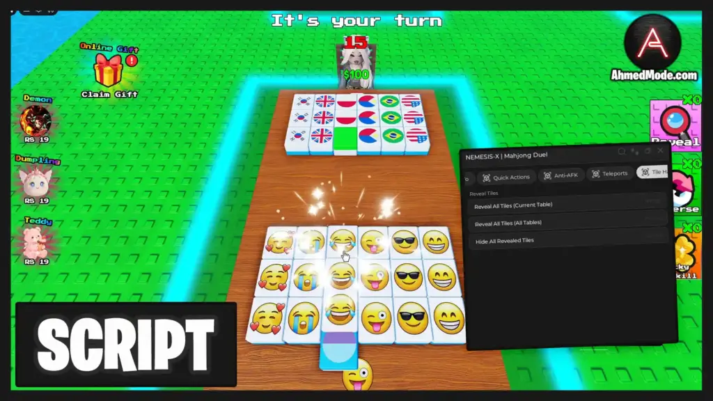 Mahjong Duel Script Auto Play, Auto Reveal & Unlock All Skins – Roblox
