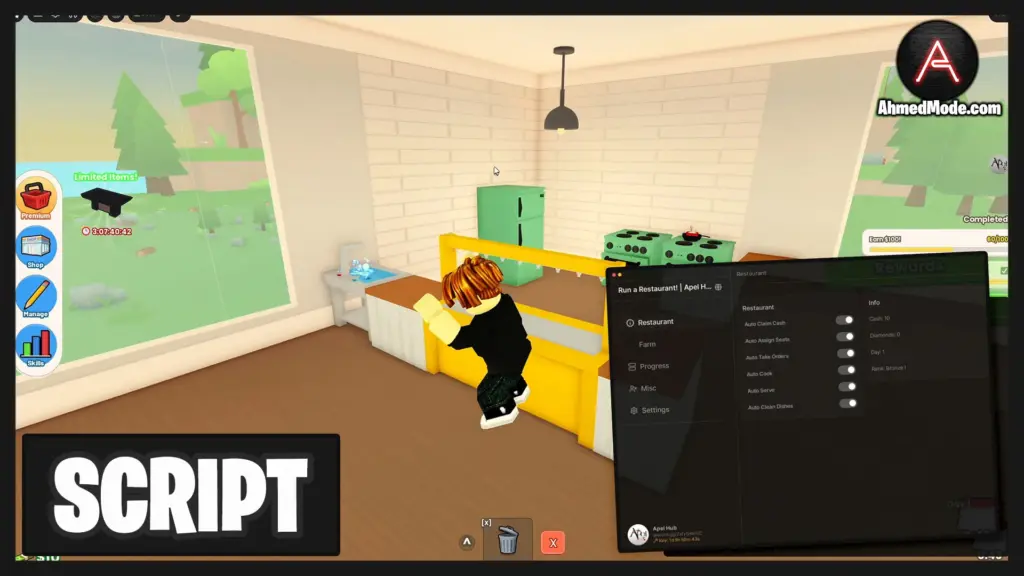Run a Restaurant Script Auto Farm, Auto Cook, Auto Serve, Auto Upgrade & Collect Cash – Roblox