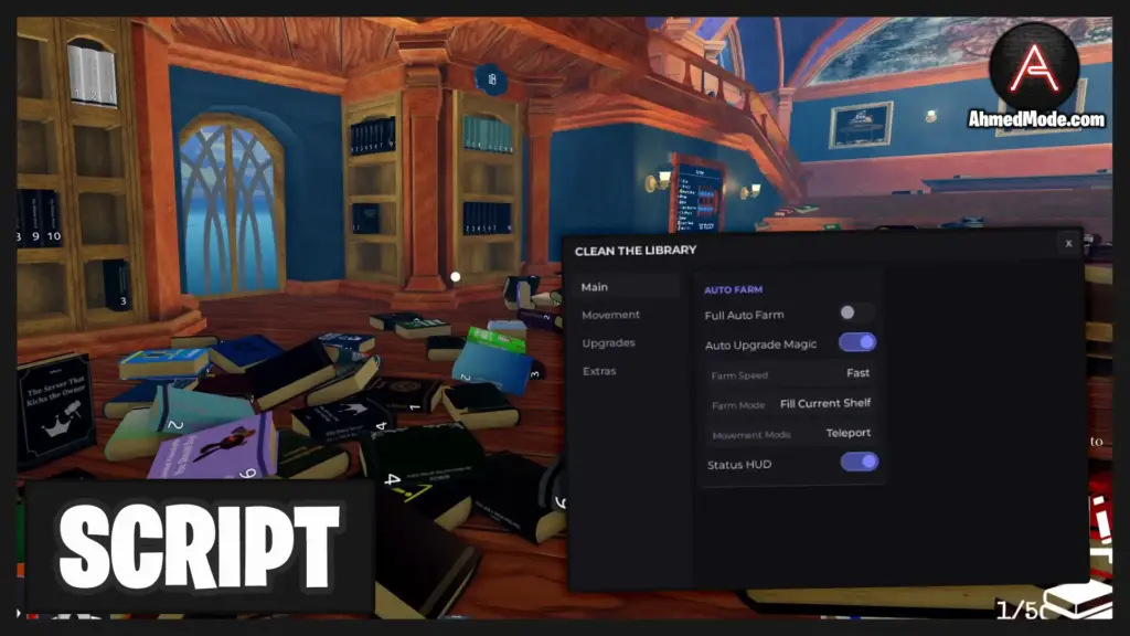 Clean The Library Script Auto Farm & Sort All Library – Roblox