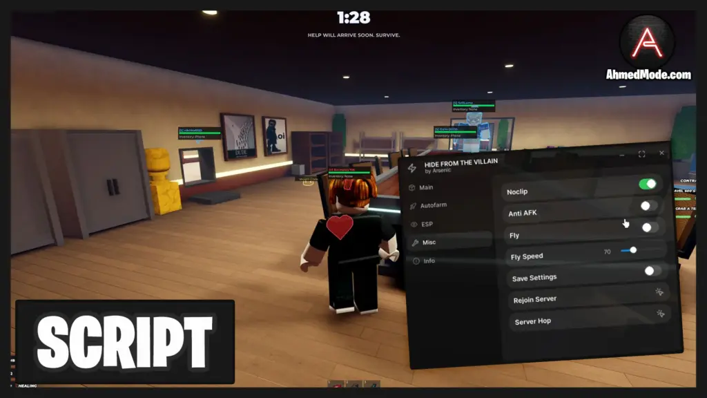 HIDE FROM THE VILLAIN Script Auto Farm, Kill Aura & ESP – Roblox