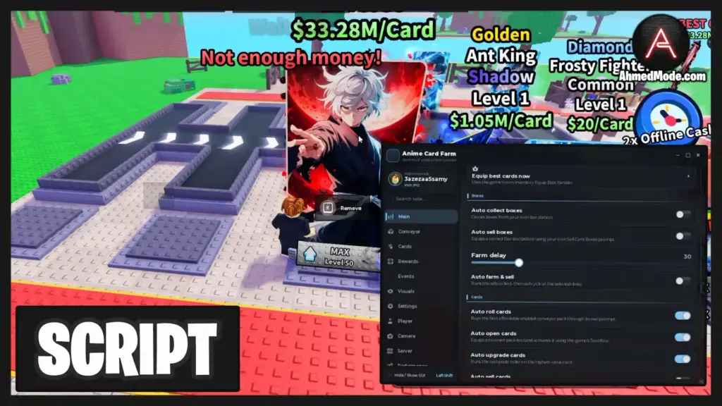 Anime Card Farm Script Auto Roll, Auto Buy & Auto Sell – Roblox