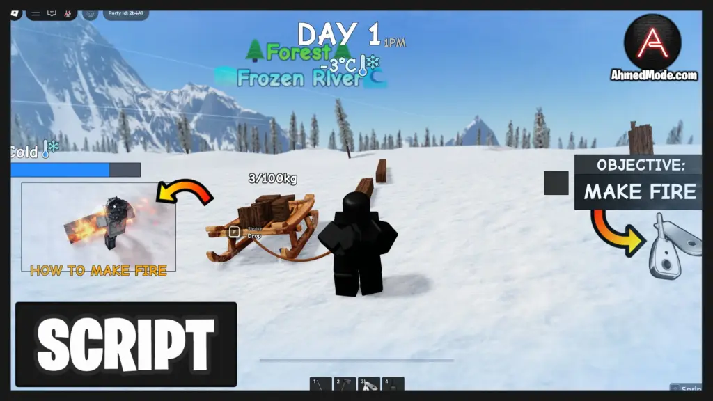 Survive 7 Days In Arctic Script Auto Dig, Auto Chop & God Mode – Roblox