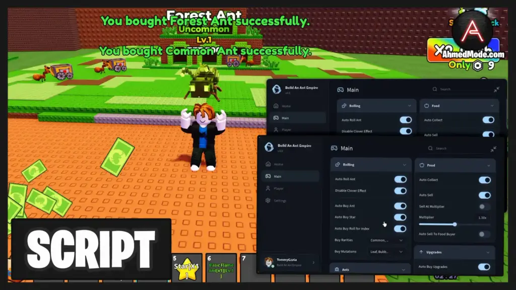 Build An Ant Empire Script Auto Roll, Auto Buy & Auto Collect – Roblox