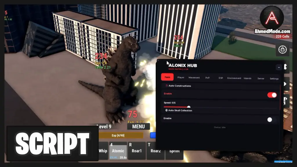 Kaiju Alpha Script Auto Destroy, Infinite Cells & Kill Aura – Roblox